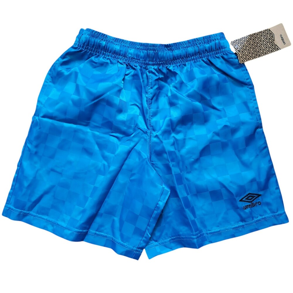 Umbro Youth Medium Blue Jewel Checkerboard Nylon Soccer Athletic Shorts 10/12